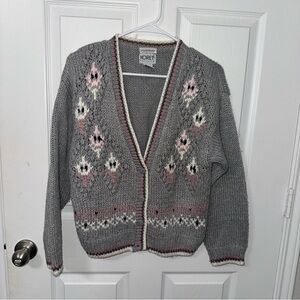 Vintage Koret Gray Patterned Women's Knit Sweater
